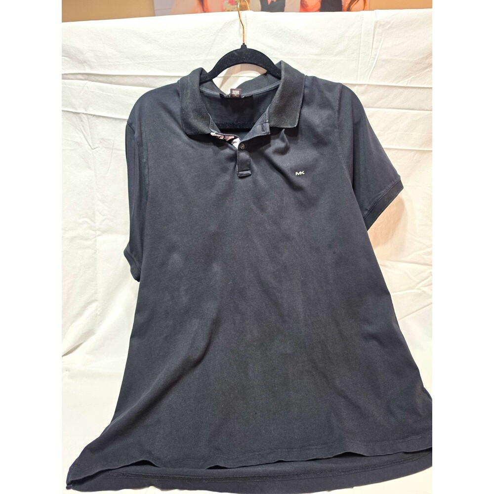 Michael Kors Men's XL Black Solid Short Sleeve Polo Shirt Collared Logo